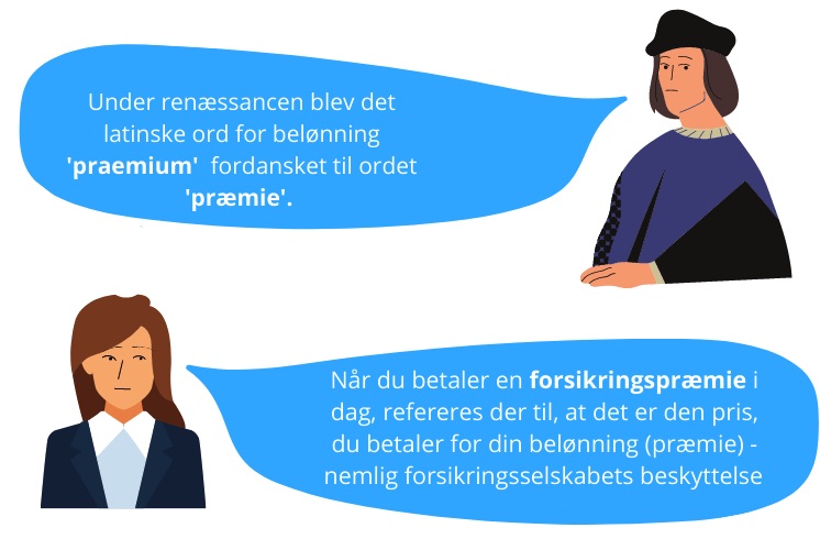 ordet forsikringspræmie stammer fra latin